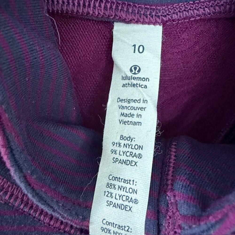 Lululemon Star Runner Pullover Hyper Stripe Plum/Plum Women 10 Half Zip Stretch - Picture 11 of 16